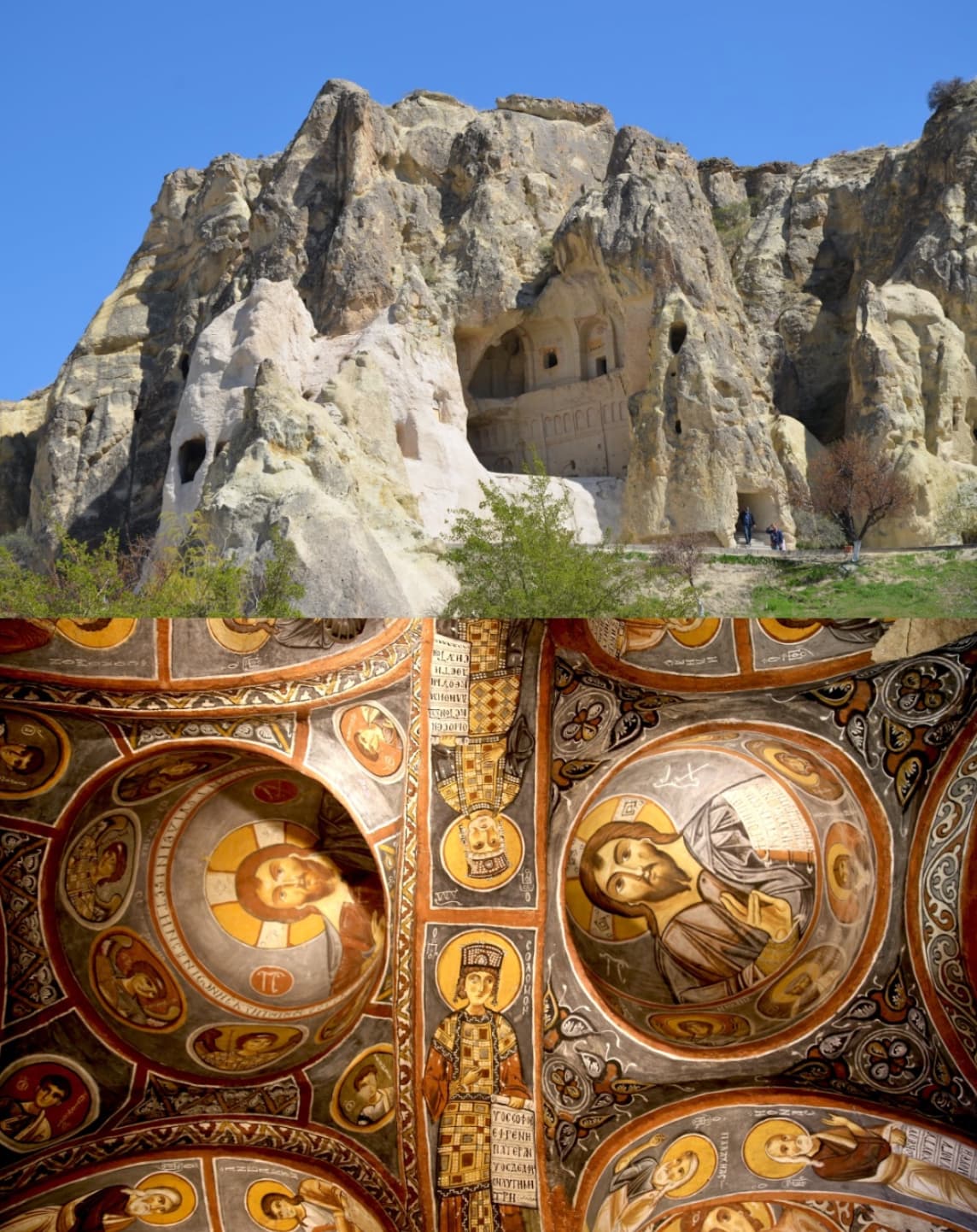 “The Dark Church of Göreme, Turkey. This famous 11th-century monastic cave church in Cappadocia, located in the Göreme Open Air Museum, is known for its vibrant wall paintings.”